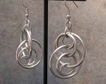 Illusion Loops Silver Chainmaille Earrings