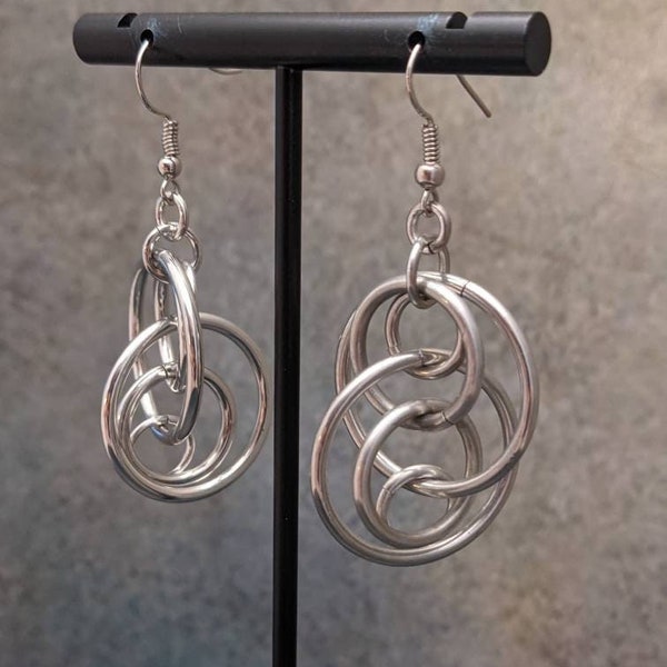 Illusion Loops Silver Chainmaille Earrings