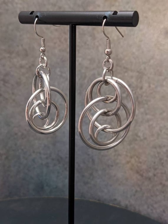 Illusion Loops Silver Chainmaille Earrings