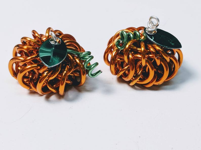 Pumpkin Chainmaille Earrings | Etsy