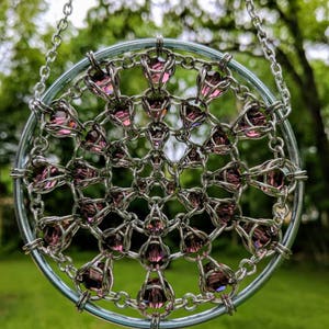 Chainmaille Suncatcher - Argento Maille, Cristallo Viola