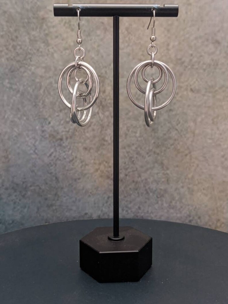 Illusion Loops Silver Chainmaille Earrings image 2