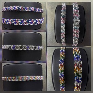 Vipera Berus Pride Flag Aluminum Chainmaille Bracelet - Thin or Chunky