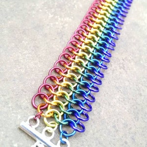 Rainbow Cuff Aluminum Chainmaille Bracelet