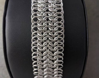 Silver Chunky Cuff Aluminum Chainmaille Bracelet