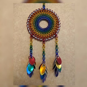 Chainmaille Dreamcatcher - Small, Rainbow