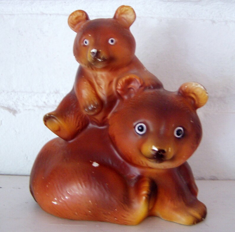Big Bear And Baby Bear Ceramic Figurine Mid Century Napco Etsy