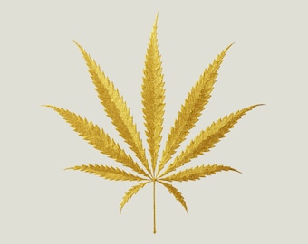 Cannabis Leaf Painting – Digital Download – Faux Gold and Green