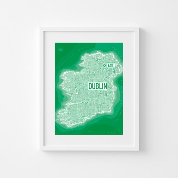 Ireland Text Map Digital Download Many Colours Available | Etsy