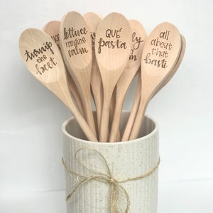 Single Wooden Spoon Woodburned Spoons Baking Puns Pyrography Woodburning Art Gift for Mom Wedding Mother's Day image 2