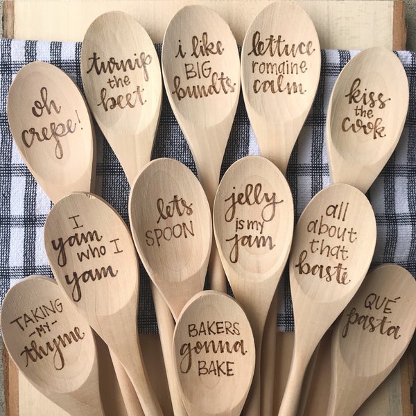 Single Wooden Spoon | Woodburned Spoons | Baking Puns | Pyrography | Woodburning Art | Gift for Mom | Wedding | Mother's Day
