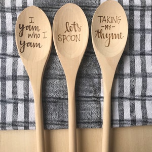 Single Wooden Spoon Woodburned Spoons Baking Puns Pyrography Woodburning Art Gift for Mom Wedding Mother's Day image 6