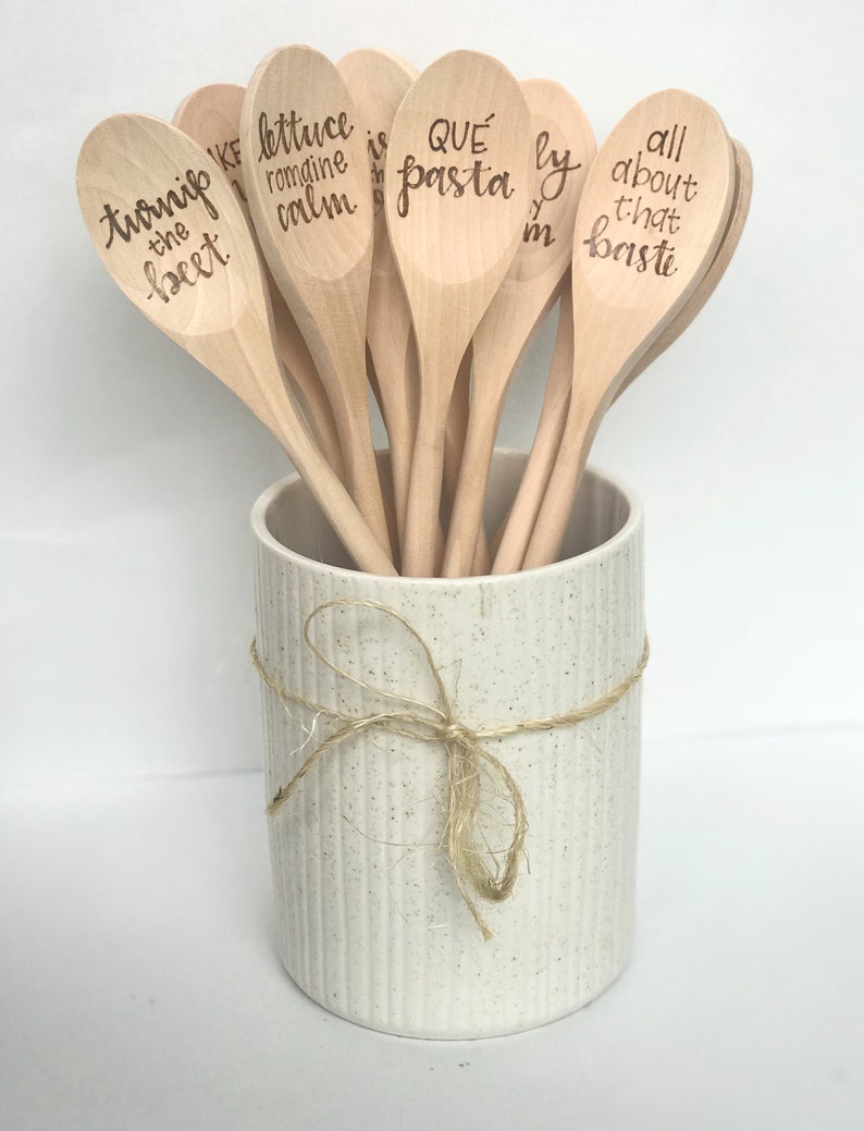 Single Wooden Spoon Woodburned Spoons Baking Puns Pyrography Woodburning Art Gift for Mom Wedding Mother's Day image 2