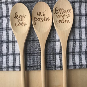 Single Wooden Spoon Woodburned Spoons Baking Puns Pyrography Woodburning Art Gift for Mom Wedding Mother's Day image 4
