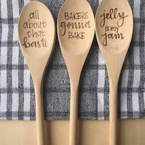 Single Wooden Spoon Woodburned Spoons Baking Puns Pyrography Woodburning Art Gift for Mom Wedding Mother's Day image 5