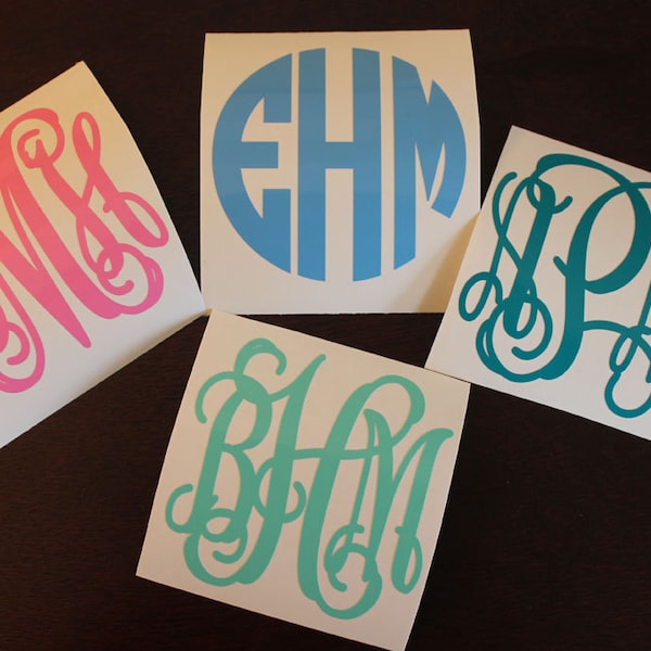 SINGLE 3" Vinyl Personalized Monogram Decal Stickers