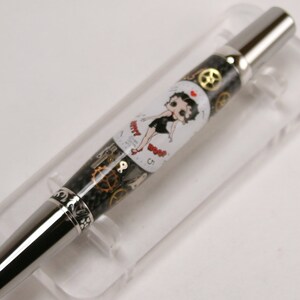 Hand Turned Pen: Elegant Beauty Sierra with Betty Boop Watch Parts image 3