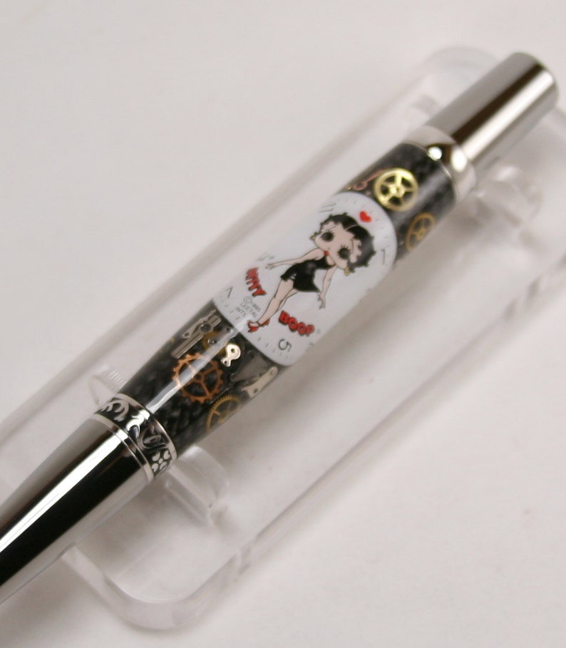 Hand Turned Pen: Elegant Beauty Sierra with Betty Boop Watch Parts image 3