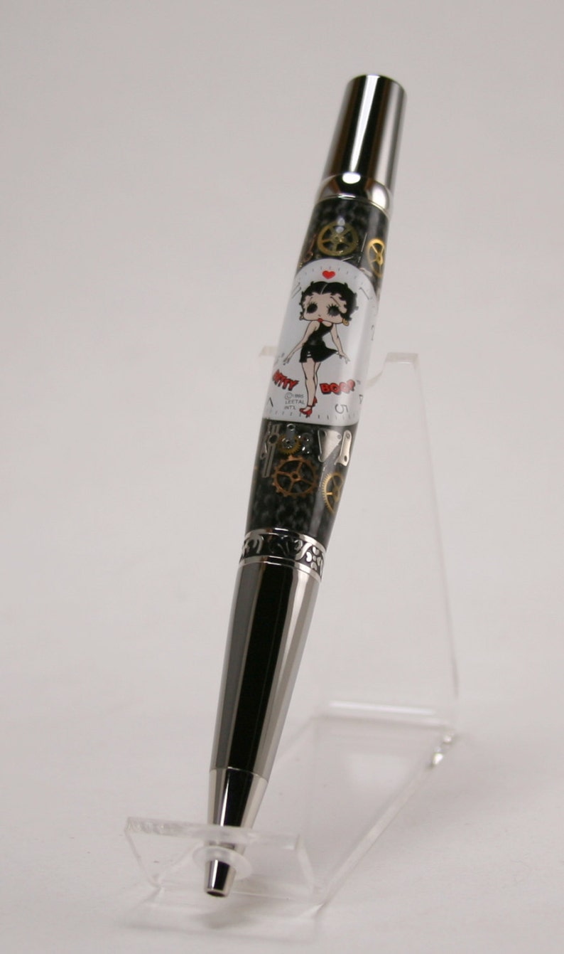 Hand Turned Pen: Elegant Beauty Sierra with Betty Boop Watch Parts image 1