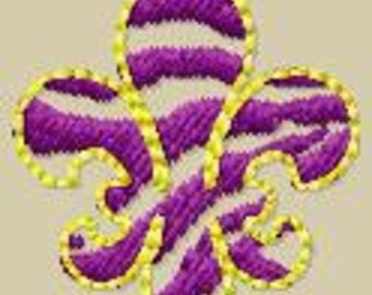 Gestreepte Fleur De Lis ITH Feltie Borduurwerk In The Hoop Design Instant Download