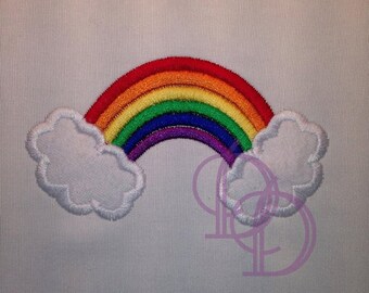 Borduurontwerp regenboogappliqué in drie maten hoepels