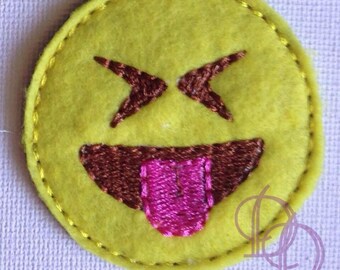 Keyboard Smilie Squinting Tongue Face Embroidery Design Feltie In The Hoop