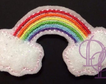Rainbow Embroidery Feltie Hairbow Design DIY Instant Download
