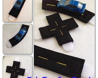 Felt In The Hoop Toy Car Roads 5x7 and Split Embroidery Design Instant Download