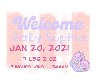 Digital Baby Announcement Graphic for Printing or Social Media