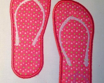 Flip Flops Sandles Applique Embroidery Design In Three Hoops Sizes