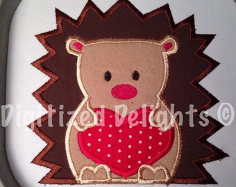 Borduurontwerp egel met hart appliqué direct downloaden ITH