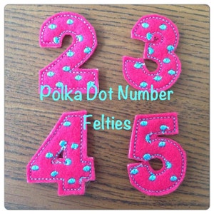 Polka Dot Numbers Felties Embroidery Machine Design for Alphabet Instant Download