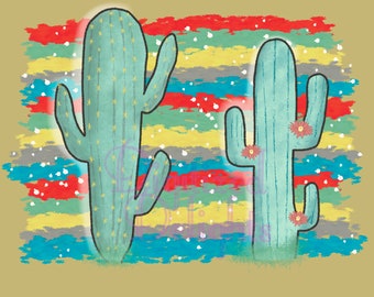 Cactus Scene PNG T Shirt Graphic for Printing