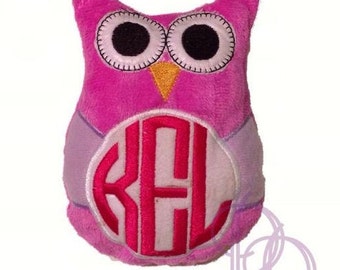Circle Monogram Owl Stuffie ITH Embroidery Design with PDF Tutorial