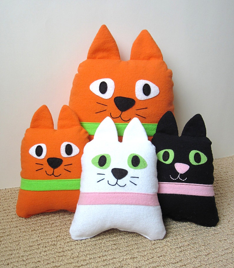 Stuffed Cat Pillow Tutorial Funky Kawaii Cat & Kitten PDF Etsy