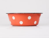 BIG Soviet POLKA DOT tin Bowl. Original, vintage, famous Ussr enamel bowl. Soviet tableware