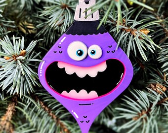 Décoration d'arbre de Noël monstre en bois faite main