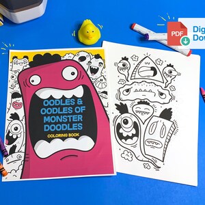 Oodles and Oodles of Monster Doodles Coloring Book - Printable Digital Download