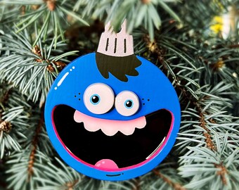 Décoration d'arbre de Noël monstre en bois faite main