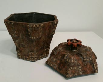 Handbuilt Ceramic Pot W/ Lid