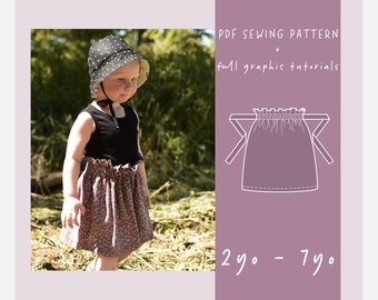 Paperbag Skirt PDF Sewing Pattern for Toddler Girls / 2yo - 3yo - 4yo - 5yo - 6yo - 7yo / ez-6001