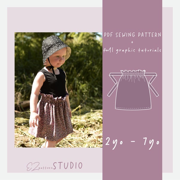 Paperbag Skirt PDF Sewing Pattern for Toddler Girls / 2yo - 3yo - 4yo - 5yo - 6yo - 7yo / ez-6001