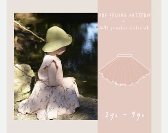 Cirkelrok voor meisjes/ maat 2 3 4 5 6 7 8 9/jersey of geweven ronde rok // ez-6002