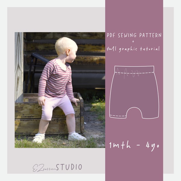 Harem Shorts without Cuffs PDF Sewing Patterns for Baby/Toddler/ Sizes  1 3 6 9 12-18 mth - 2 3 4yo// ez-5005