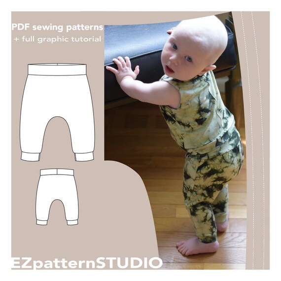 Easy Harem Pants PDF Sewing Pattern for Babies&amp;Toddlers/ | Etsy