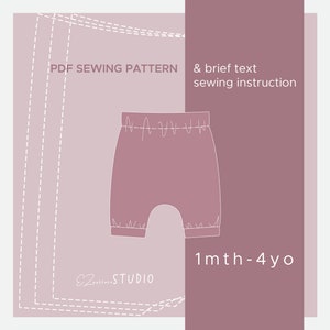 Harem-style Shorts PDF Sewing Patterns for Baby/Toddler 1 3 6 9 12 18mth 2 3 4 yo // ez-5203