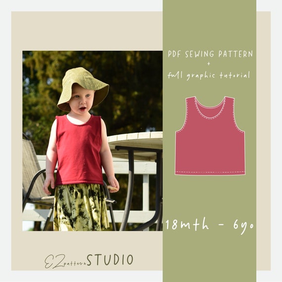 Jersey Tank Top PDF Sewing Pattern for Kids // 18 Mth 2yo - Etsy