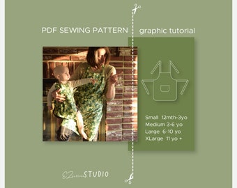 Reversible Apron PDF Sewing Pattern for Kids of all size // ez-7301
