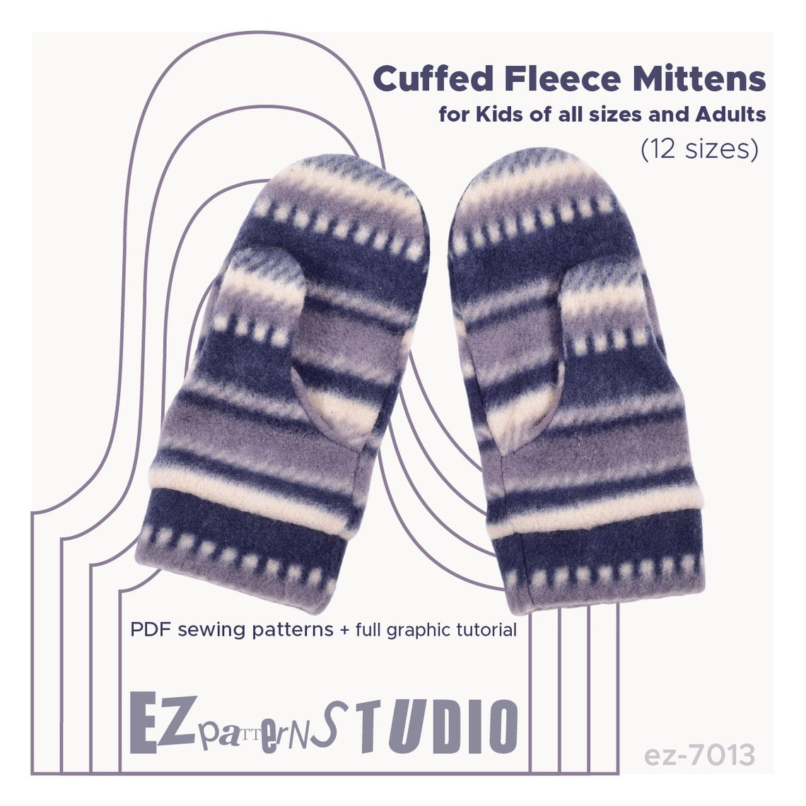 Cuffed Fleece Mittens PDF Sewing Pattern /12 sizes Kids of Etsy