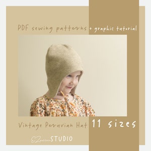 Vintage Peruvian Hat PDF Sewing Pattern for Child/Teen/Adult (Head Sizes 38-58cm) // ez-7103